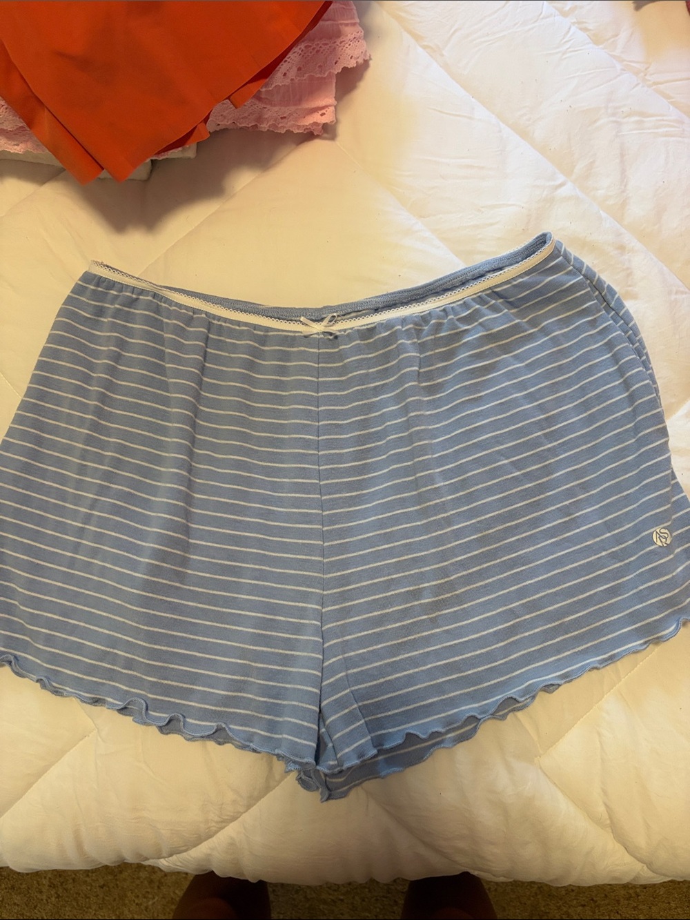 Light Blue Striped Women's Pajama Shorts - Brand Unknown